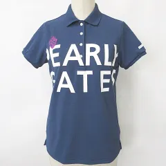 パーリーゲイツ PEARLY GATES ポロシャツ ゴルフ 半袖 ロゴ 刺繍 紺 ネイビー 0