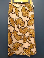 M9　ロイスクレヨン 花柄スカート ボタンスカート フラワープリント ピンク×マスタード