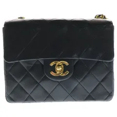 CHANEL (シャネル) ミニマトラッセ17 チェーン ショルダーバッグ シングルフラップ ハンドバッグ ブラック ラムスキン ゴールド金具