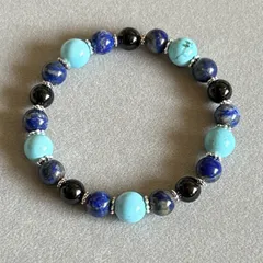 ターコイズ　モリオン　ラピスラズリ　ブレスレット　魔除け厄除け　グラウンディング