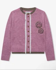 ルナキーWHO 桃の花 クロシェ バイカラー ニットカーディガン