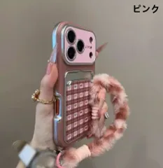 大画面ウィンドウ・カード収納・ミラー付き ハートデザイン＆チェーン付き iPhone 17 Pro対応スマホケース iPhone 16 Pro Max 新作／15 Pro／14／13対応 カップル向け保護ケース