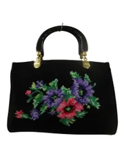 フェイラー FEILER ハンドバッグ 花柄 刺繍 ブラック 黒 ゴールド金具 シュニール織 鞄 かばん