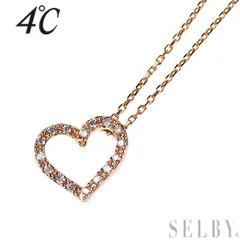 4℃ K18PG ダイヤモンド ペンダントネックレス ハート