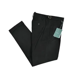 BERWICH ベルウィッチ / RETRO スラックス ワンタック パンツ 秋冬 コットン ストレッチ ブラック イタリア製 434031