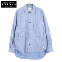 sacai サカイ ×Thomas Mason 23SS ﾌﾞﾙｰ 23ｰ03038M  ｺｯﾄﾝｽﾄﾗｲﾌﾟｼｬﾂ 1