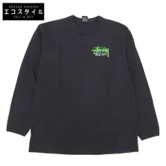 STUSSY ステューシー グローバルルーツ L/S コットン Tシャツ トップス メンズ 黒 ブラック L 00’s L