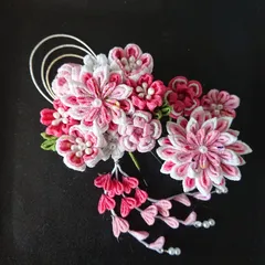 つまみ細工の髪飾りセット/ピンク系/桜アクセント/七五三/卒業式/結婚式