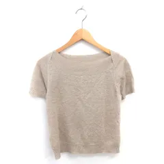 コムサイズム COMME CA ISM サマーニット カットソー ボートネック リネン 無地 シンプル 半袖 L ベージュ 茶 /TT