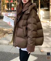 ダウンジャケットフード付きダウン風コート