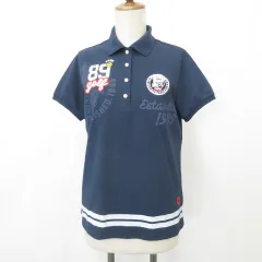 パーリーゲイツ PEARLY GATES ポロシャツ ゴルフ スポーツウェア 半袖 ニコちゃん 紺 白 ネイビー ホワイト 1