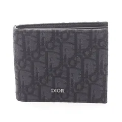 ディオール Dior 二つ折り財布 オブリーク ジャカード 2OBBC027YSE_H03E ブラック キャンバス レザー オブリーク 二つ折り財布 メンズ Used A
