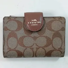 【中古】COACH　2つ折り財布　F2146-C0082 シグネチャー ブラウン×PVCレザー