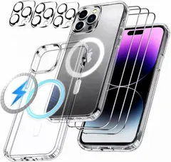 iPhone 14 Pro ケース + 強化ガラスフィルム 3枚 + カメラレンズカバー 3枚 MagSafe透明ケース ハイクラス ケース マグネット MagSafe対応 R1221