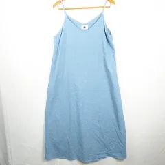 アビトーキョー ABITOKYO キャミソール ワンピース ロング丈 コットン レーヨン 麻 F ライトブルー kz10764