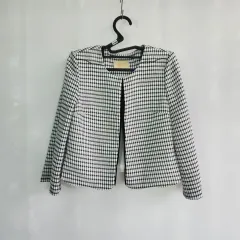 0168 スース CHECK パータン パール装飾 ショート ジャケット 55サイズ