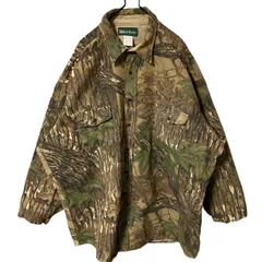 4XL カモフラ ミリタリー 総柄 リアルツリー オーバーサイズ カーキ系 ガンダーマウンテン 厚手 シャツ レディース ユニセックス メンズ 古着 長袖