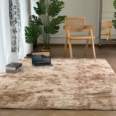 【数量限定】秋冬 ふわふわ 冷房 防臭 抗菌 滑り止め付 防ダニ 床暖房対応 絨毯 ラグマット極厚毛足約4.0cm 長方形 北欧 ８枚滑り止めシート付き 洗えるラグ SpyFlyLie カーペット