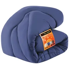 【数量限定】抗菌防臭 アレルギー対策 防ダニ ほこりが出にくい かけ布団 通気 身体にやさしくフィット 軽量 かけふとん 洗える あったか 150x210cm 増量タイプ 羽毛より暖かい ふとん シングル ネイビー 掛けふとん 掛け布団 シンサレート