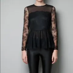 ZARA ザラ レース ペプラム トップス