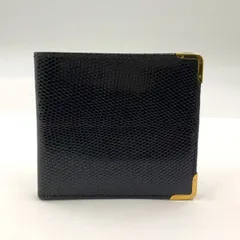 GUCCI エキゾチックレザー  札入れ レザー ブラック 二つ折り財布 ゴールド