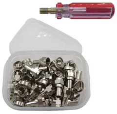 新品 [phalatina] F型 接栓 専用 ドライバー 付き 取り付け 5C用 アンテナ 同軸ケーブル用 リング 業務用 プロ (030個+ケース+ドライバー)