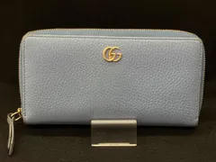 GUCCI グッチ　GGマーモント 456117・562600 ラウンドファスナー長財布 水色 財布