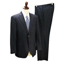 ダーバン Zeal 2つボタン シングルスーツ AB5 M ダークネイビー 濃紺色 ストライプ ワンタック 春秋冬 1004300142-39-008 6NA064 【送料無料】【中古】【メンズビジネス】202601