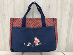 familiar レッスンバッグ  ネイビー  刺繍  チェック