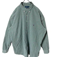 2XL ラルフローレン ストラップ グリーン 緑 ボタンダウン オーバーサイズ シャツ レディース ユニセックス メンズ 古着 長袖