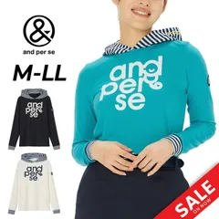 アンパスィ レディース 長袖シャツ レイヤードデザイン ゴルフウェア and per se GOLF ボーダー柄 スムース フーディーシャツ  ゴルフシャツ UVケア(UPF50＋) ドライ 吸汗速乾  長そで パーカー レディースウエア /AFS9215X8