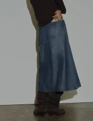 ZARA TRF スタッズ デニム ミディスカート (新品)