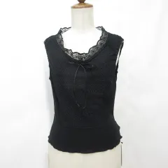 F･I･A･C GRANDE カットソー ノースリーブ レース フリル ブラック 黒 M