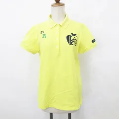パーリーゲイツ PEARLY GATES ゴルフ スポーツウエア ポロシャツ 半袖 プリント 刺繍 綿 黄 イエロー 2