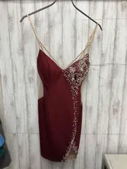 ANGELR ノースリーブワンピース　ドレス　装飾　赤