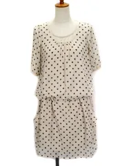 アー・ヴェ・ヴェスタンダード ミッシェルクラン a.v.v standard ワンピース ドット フェィクレイヤード シフォン 半袖 38 ベージュ 黒 ブラック