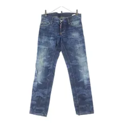 DSQUARED2 (ディースクエアード) カモ柄 ストレートデニムパンツ インディゴ S74LA0613