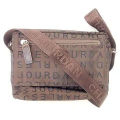 シャルル ジョルダン CHARLES JOURDAN ミニ ショルダーバッグ ポシェット ナイロン 総柄 ロゴ 茶 ブラウン ORG A0115