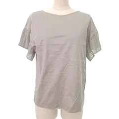 グリーンレーベルリラクシング ユナイテッドアローズ green label relaxing 美品 プリーツ袖 カットソー 半袖 F ベージュ系 ■GY99 A0115