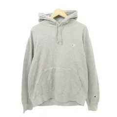 チャンピオン CHAMPION フーディー パーカー ショート丈 ワンポイント ロゴ 厚手 XLサイズ グレー