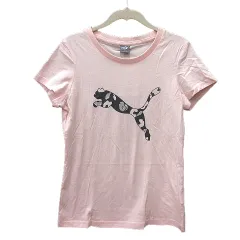 プーマ PUMA カットソー Tシャツ クルーネック ロゴプリント 半袖 M ピンク /MN