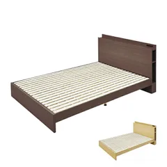 ダブルベッド ベッドフレーム 木製ベッド 木製フレーム すのこベッド コンセント付 2口コンセント 収納付 家具 寝具 ベッドルーム 寝室