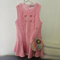 フレンチキャット ピンク ツイード ONE PIECE + バッグ 120