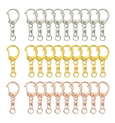 キーホルダー 金具 3色セット 各10個 回転カン付き シルバー ゴールド ローズゴールド ハンドメイド パーツ