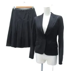 コムサデモード COMME CA DU MODE スーツ セットアップ 上下 テーラードジャケット ミドル丈 プリーツスカート ミモレ丈 9 M 黒 ブラック /HO28 ■GY58