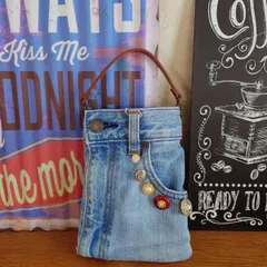 164☆USEDダメージデニムリメイク☆スマホケース☆メガネケース☆サングラスケース☆マルチポーチ☆