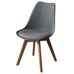 【1脚単品販売 】ダイニングチェア イームズチェア クッション付き デスクチェア　天然木脚 北欧 座り心地いい おしゃれ 高反発ウレタン 可愛い イームズ椅子 【DARK GREY】