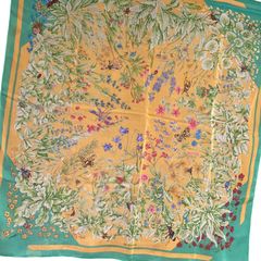 エルメス カレ90 LA PRAIRIE シルクスカーフ 草原 グリーン シースルー