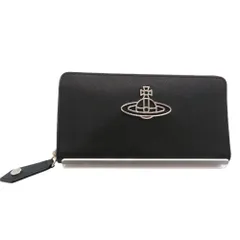 【中古】ヴィヴィアンウエストウッド Vivienne Westwood L001N N402 ラウンドファスナー 長財布 ブラック 黒 オーブ ロゴ レザー メンズ レディース A2600195【無料ギフトラッピング承ります】