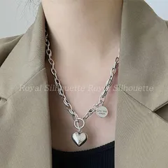 ネックレス ペンダント シルバーカラー 銀色 ハート チェーン 韓国系 ゴシック 個性的 可愛い 量産型 レディース ジュエリー 大人かわいい デイリー ガーリー フェミニン イベント パーティー